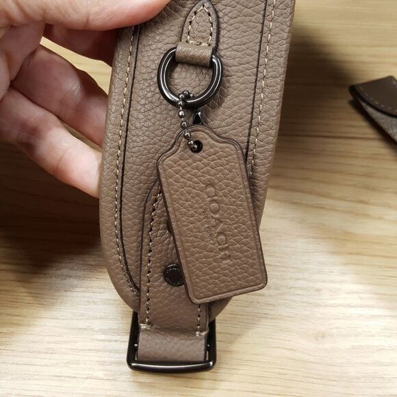 COACH Mens Hitch Backpack Pebbled Leather Suede Lining in Dark Stone - Picture 4 of 13